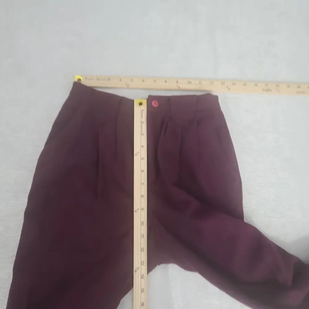Fundamental Things Petites Vintage Wool pleated pants burgundy Size 4 Preppy - Picture 5 of 7